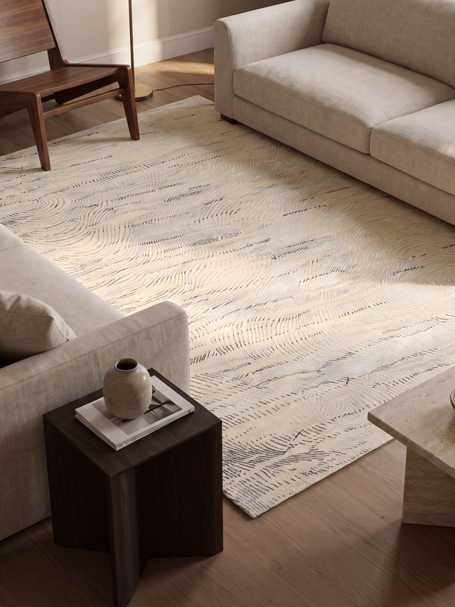 Luvane Hand-knotted Wool & Bamboo Silk Rug - Beige