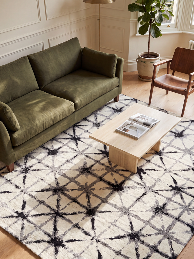 Revon Hand-knotted Wool & Bamboo Silk Rug - Charcoal