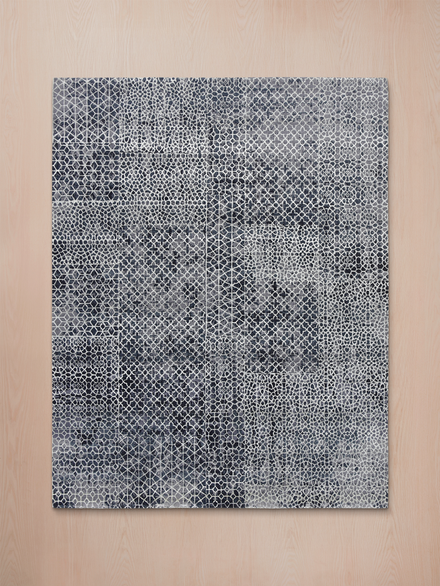Dravik Hand-Knotted Wool & Bamboo Silk Rug - Charcoal