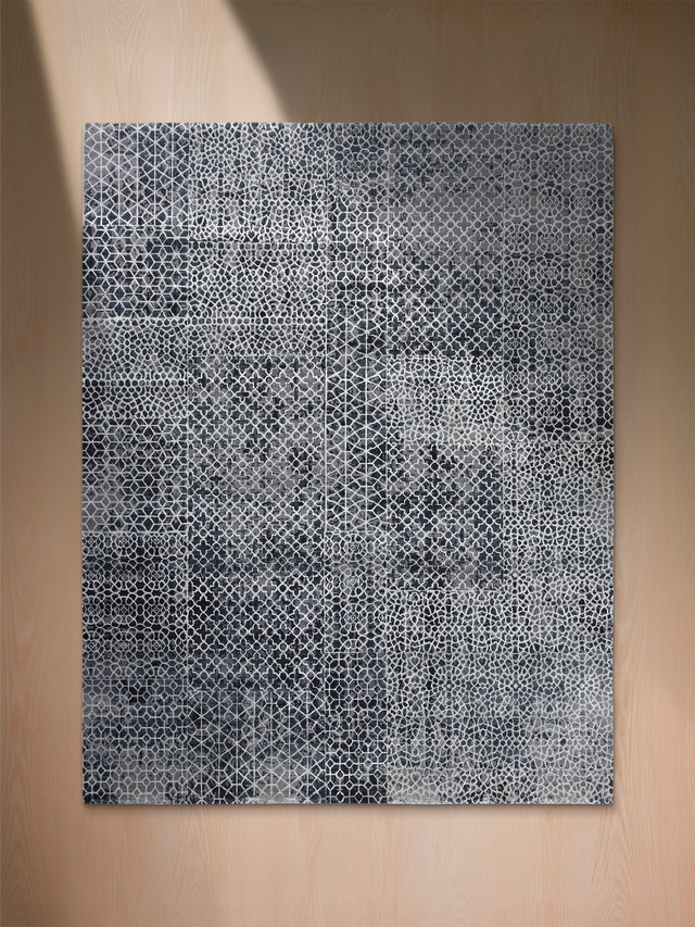 Dravik Hand-Knotted Wool & Bamboo Silk Rug - Charcoal