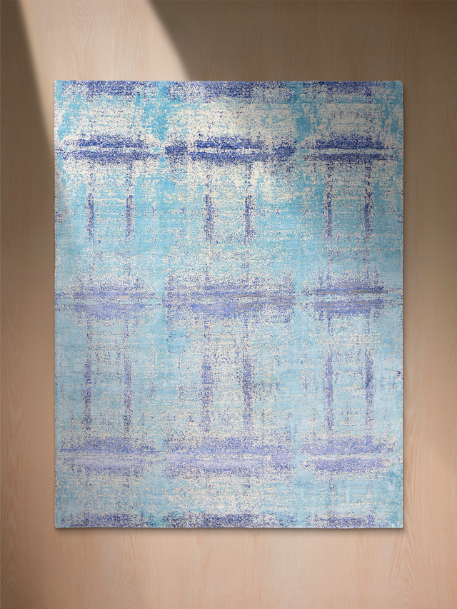 Aurell Hand-Knotted Wool & Bamboo Silk Rug - Aqua Blue