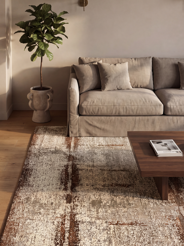 Edrin Hand-Knotted Wool & Bamboo Silk Rug - Brown