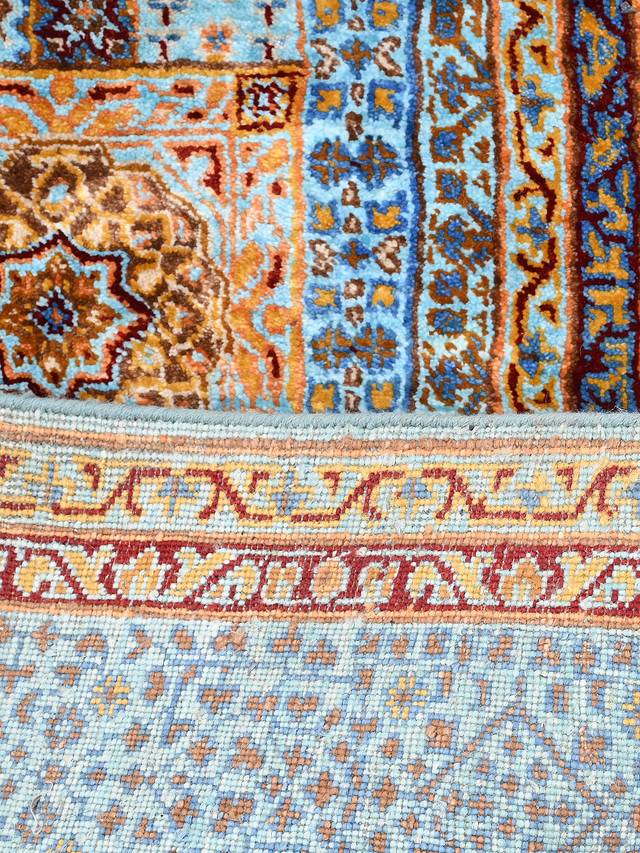 Soraya Hand-Knotted Wool & Bamboo Silk Rug - Blue