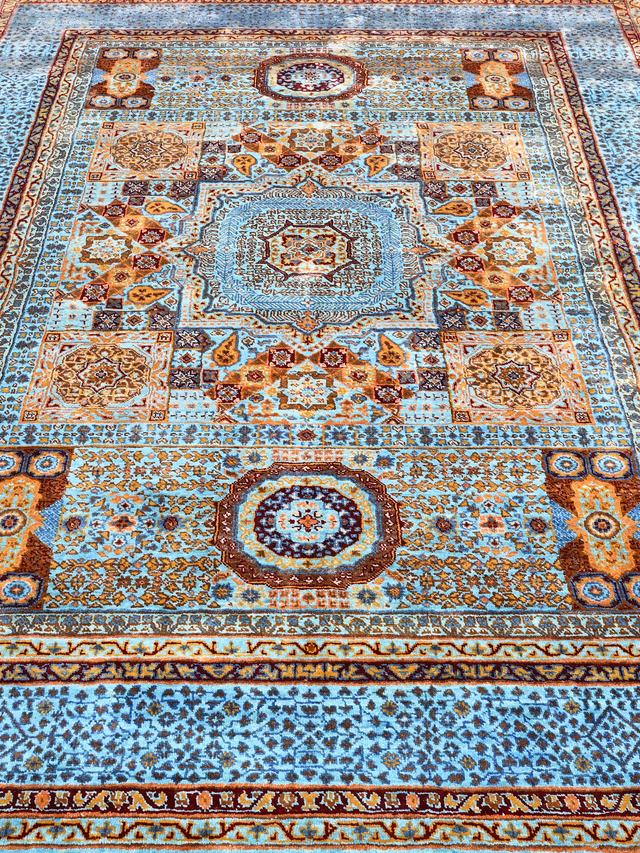 Soraya Hand-Knotted Wool & Bamboo Silk Rug - Blue