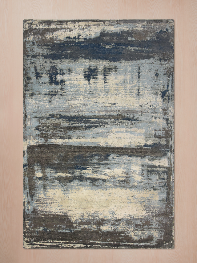 Norvik Hand-Knotted Wool & Bamboo Silk Rug - Charcoal