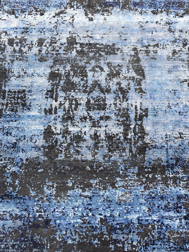 Dovren Hand-Knotted Wool & Bamboo Silk Rug - Blue