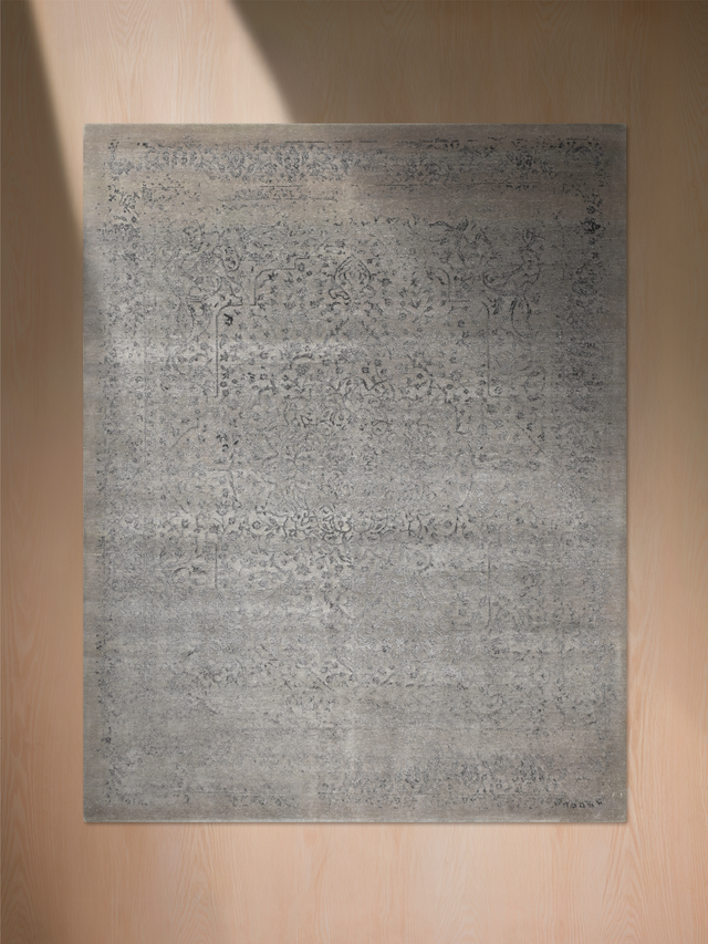 Maro Wool & Bamboo Silk Hand-Knotted Rug - Temple Grey