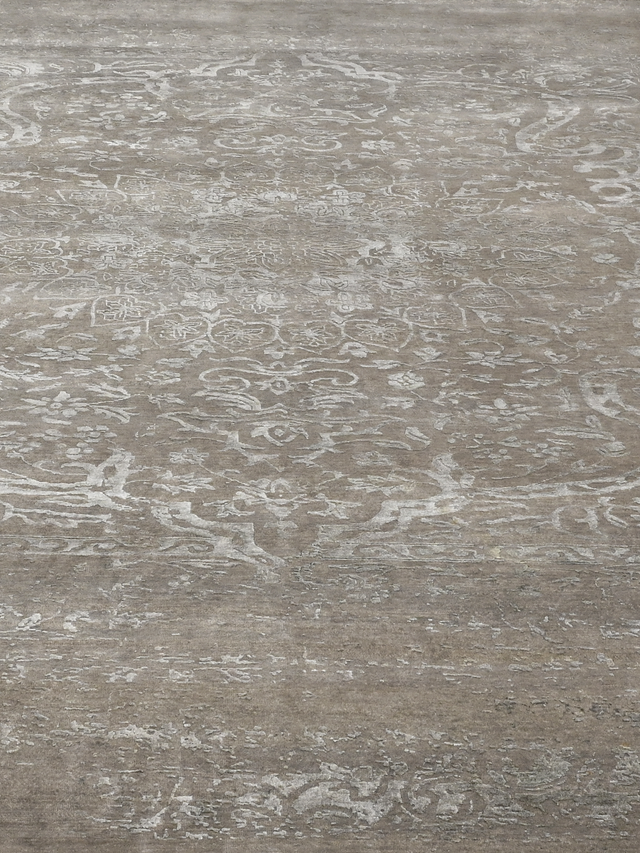 Kavi Wool & Bamboo Silk Hand-Knotted Rug - Stone Grey