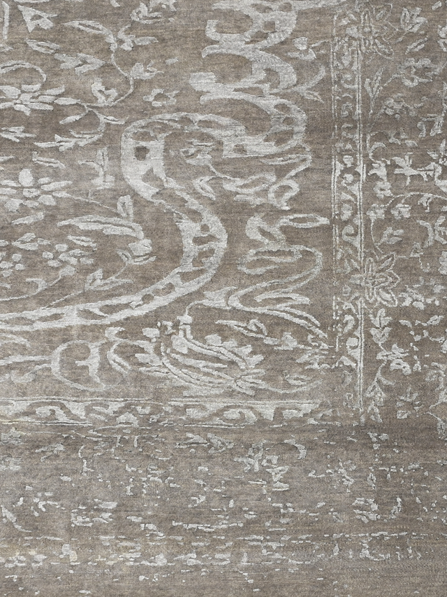 Kavi Wool & Bamboo Silk Hand-Knotted Rug - Stone Grey