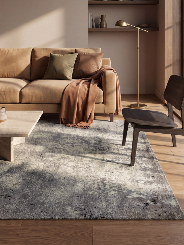 Nerith Hand-Knotted Wool & Bamboo Silk Rug - Grey
