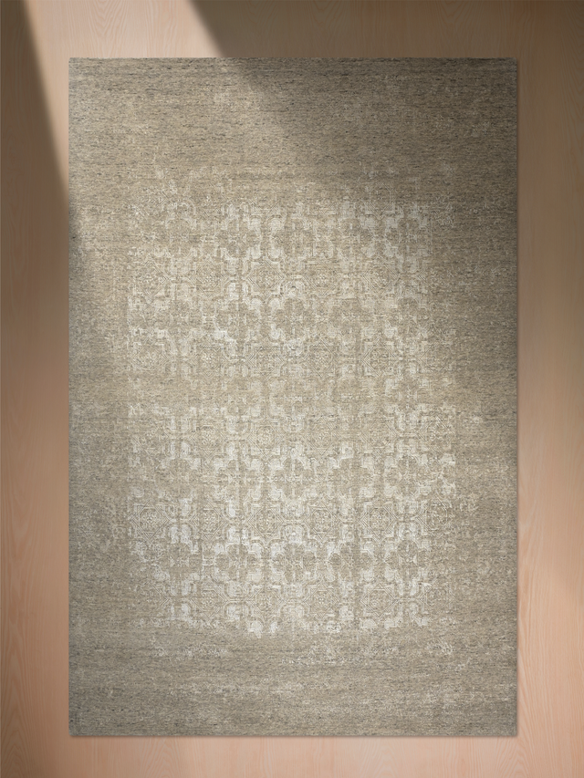 Kavi Wool & Bamboo Silk Hand-Knotted Rug - Khaki