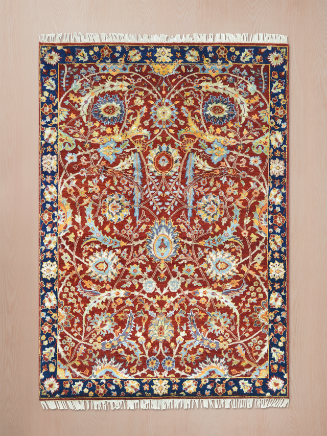 Kavro Hand-Knotted Wool & Bamboo Silk Rug - Burgundy