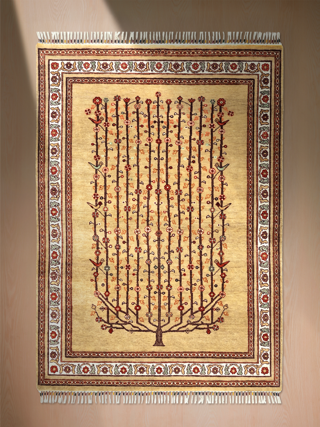 Sarev Hand-Knotted Wool & Bamboo Silk Rug - Sand