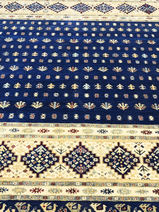Virel Hand-Knotted Wool & Bamboo Silk Rug - Blue