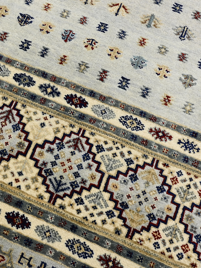 Virel Hand-Knotted Wool & Bamboo Silk Rug - Grey