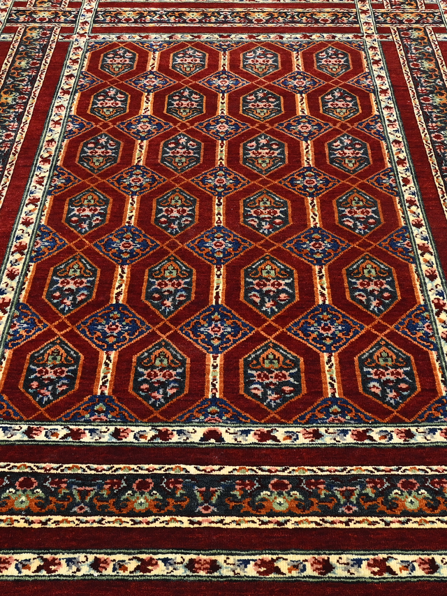 Roven Hand-Knotted Wool & Bamboo Silk Rug - Burgundy