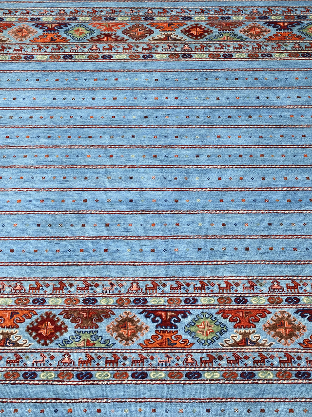 Varek Hand-Knotted Wool & Bamboo Silk Rug - Blue