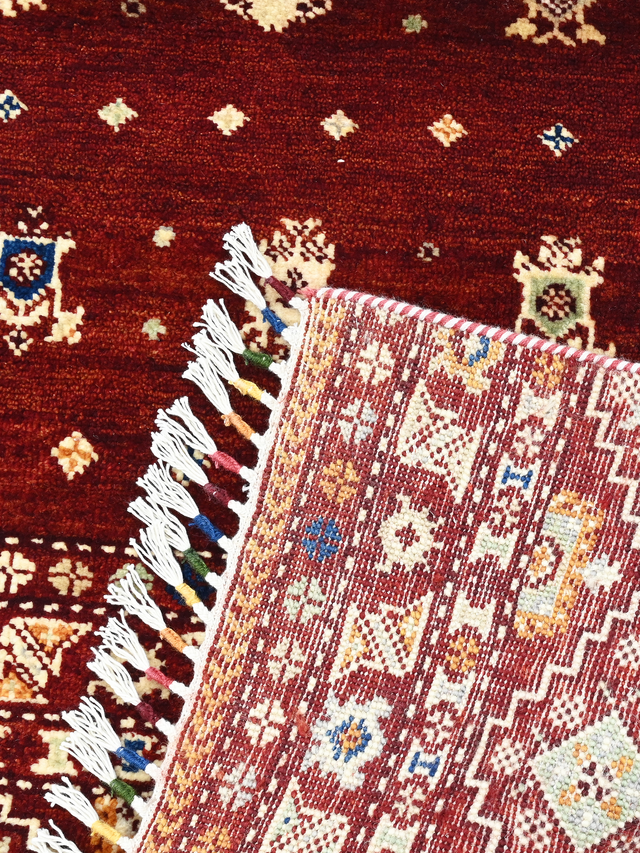 Rovik Hand-Knotted Wool & Bamboo Silk Rug - Burgundy