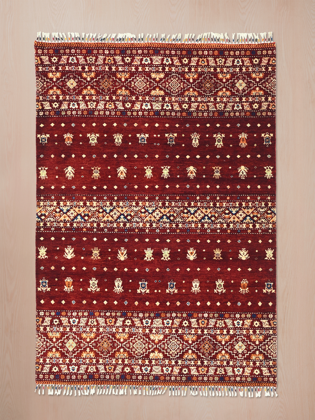 Rovik Hand-Knotted Wool & Bamboo Silk Rug - Burgundy