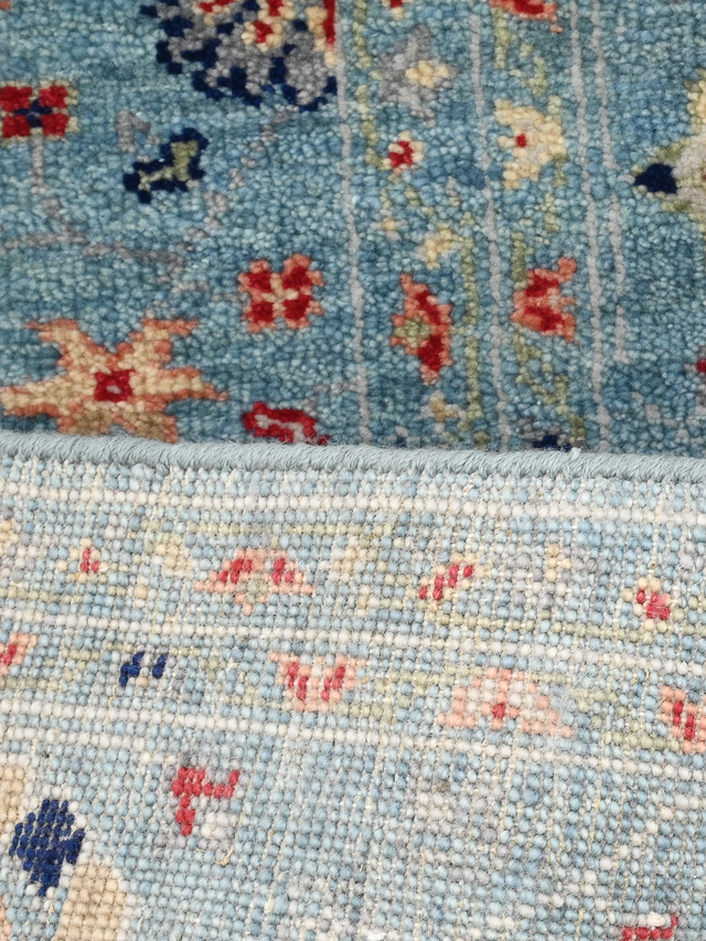 Selra Hand-Knotted Wool & Bamboo Silk Rug - Blue