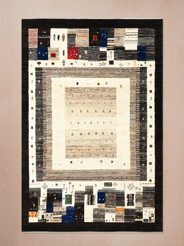 Selim Hand-Knotted Wool Rug – Multi (Blue & Charcoal)