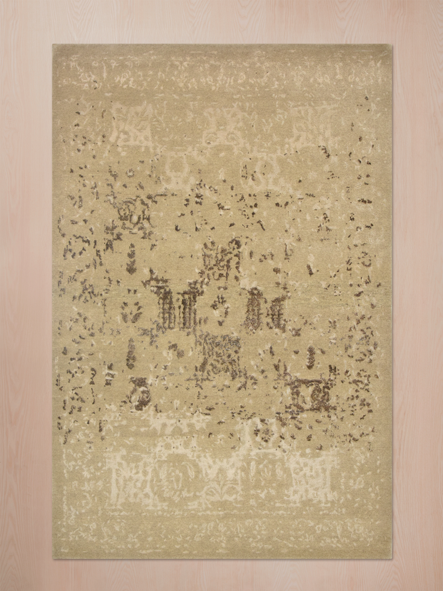 Qavi Wool & Bamboo Silk Hand-Knotted Rug - Khaki