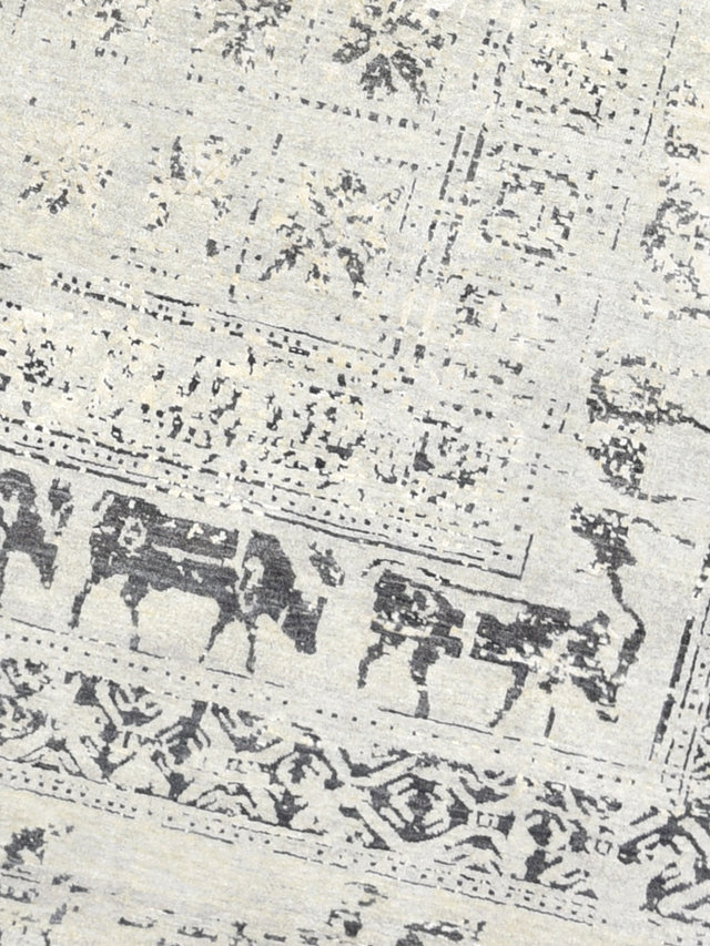 Umar Wool & Bamboo Silk Hand-Knotted Rug - Grey