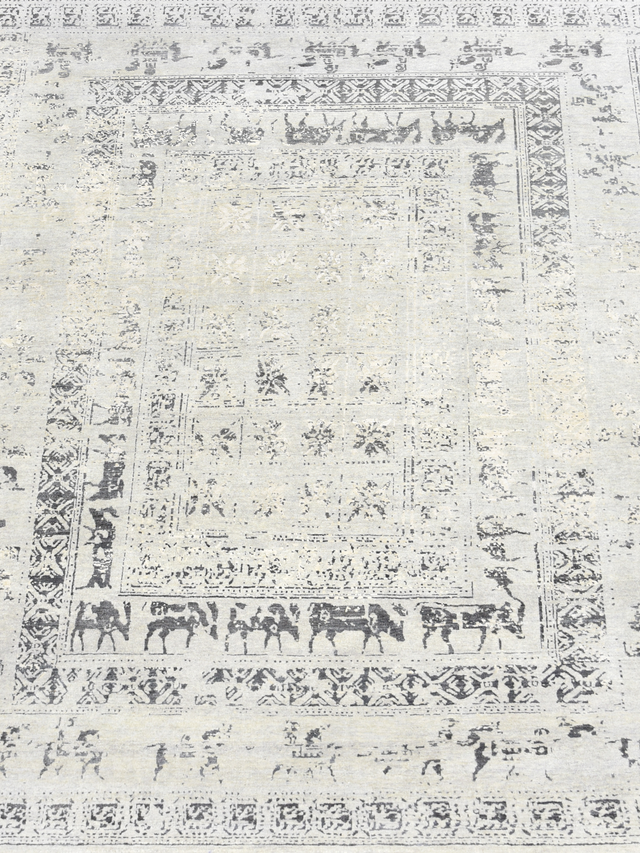 Umar Wool & Bamboo Silk Hand-Knotted Rug - Grey