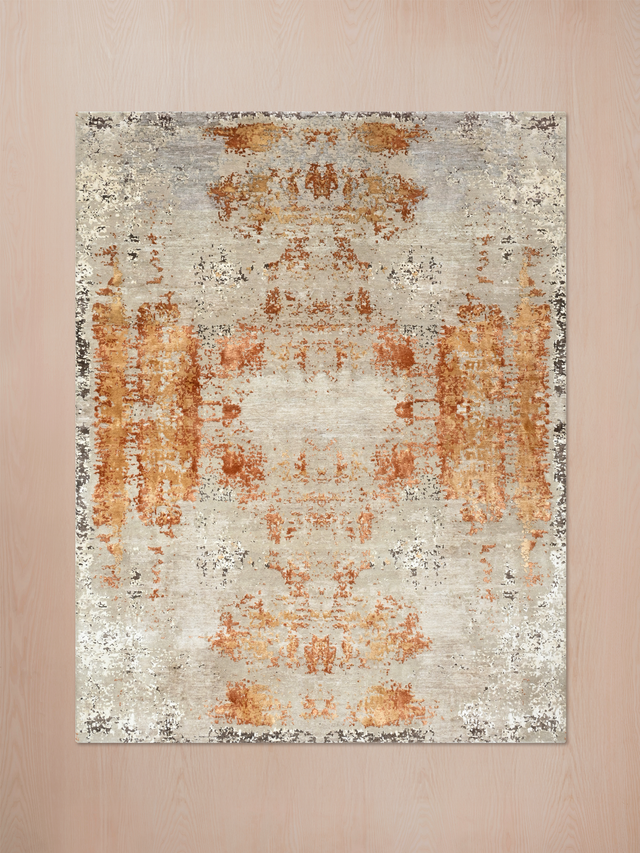 Caelis Hand-Knotted Wool & Bamboo Silk Rug - Rust