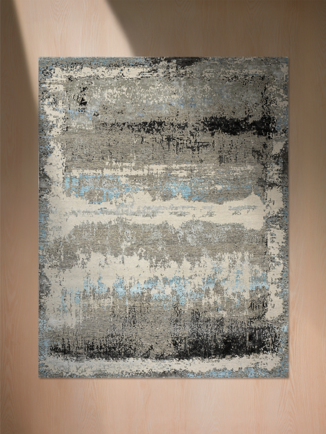 Arven Hand-Knotted Wool & Bamboo Silk Rug - Grey