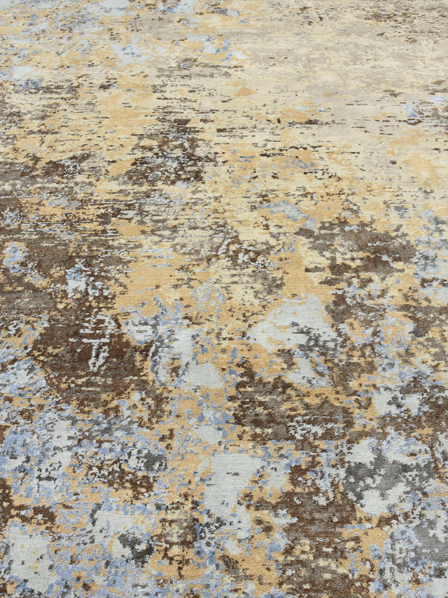 Mavren Hand-Knotted Wool & Bamboo Silk Rug - Brown