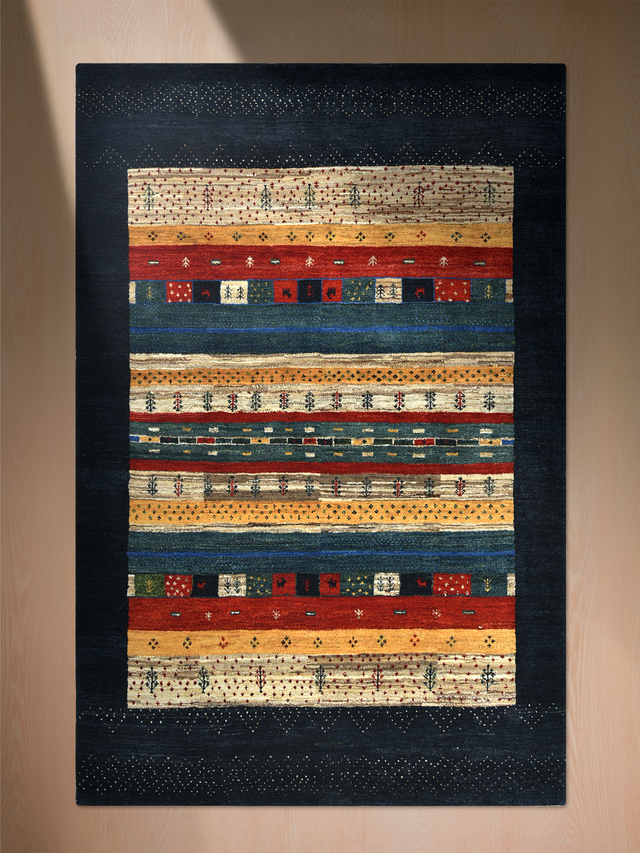 Neram Hand-Knotted Gabbeh Wool Rug – Midnight Blue
