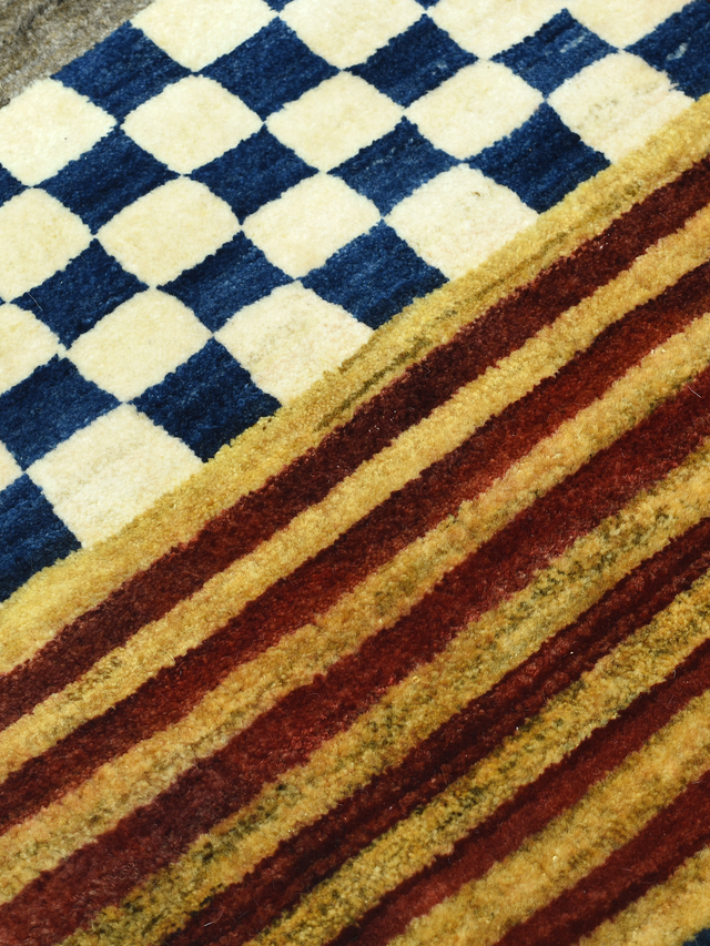 Vareh Hand-Knotted Gabbeh Wool Rug – Multi (Ochre & Burgundy)