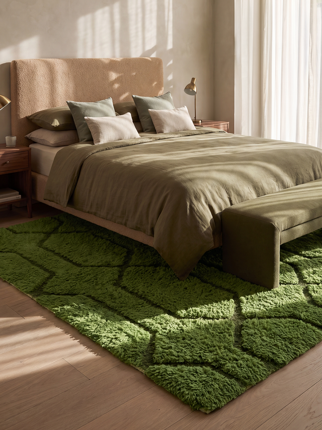 Rafi Wool Shaggy Washable Rug - Green