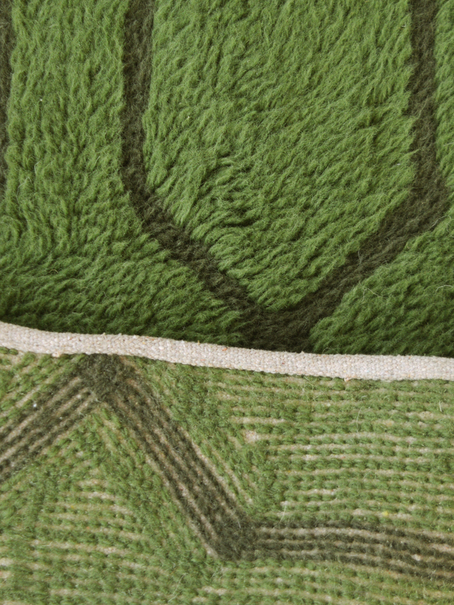 Rafi Wool Shaggy Washable Rug - Green
