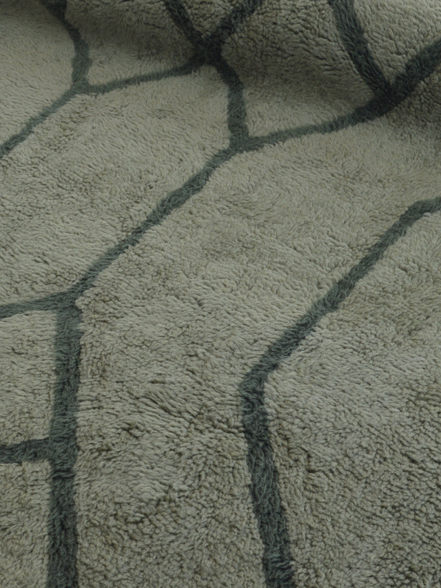 Elm Wool Shaggy Washable Rug - Sage Green