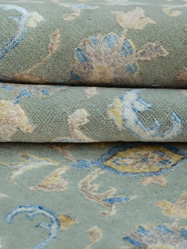 Varro Wool & Bamboo Silk Hand-knotted Rug - Sage Green