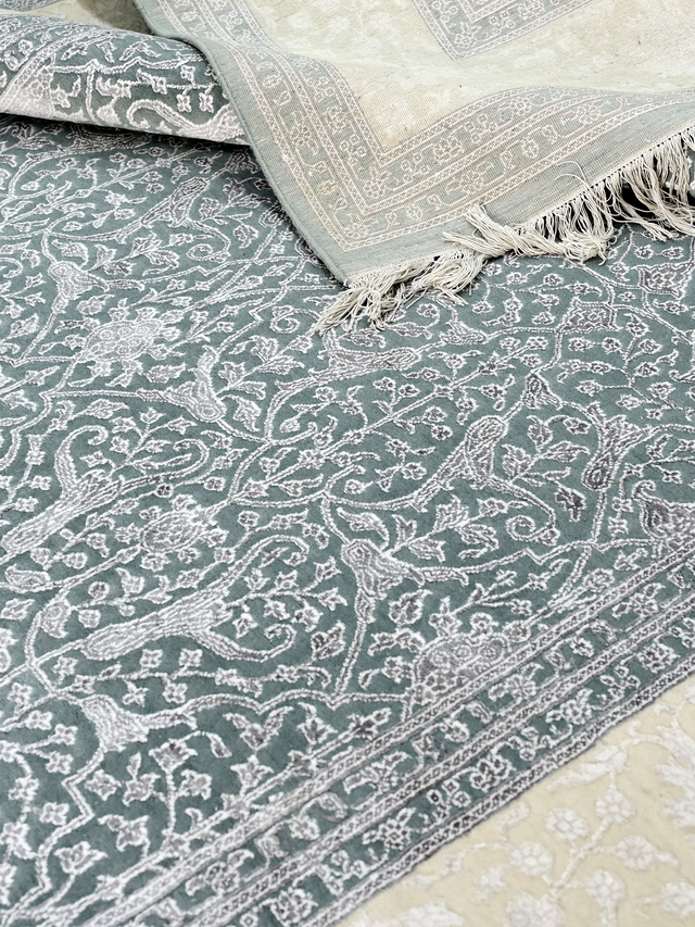 Indrel Hand-knotted New Zealand Wool Rug - Light Blue