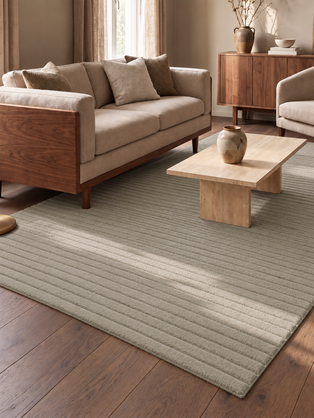 Cyrus Wool Hand-tufted Striped Rug - Beige