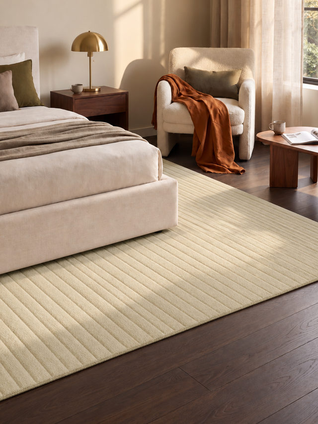 Cyrus Wool Hand-tufted Striped Rug - Ivory