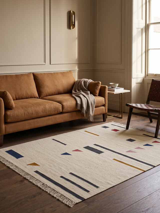 Carell Hand-Woven Wool Kilim Rug - Off White
