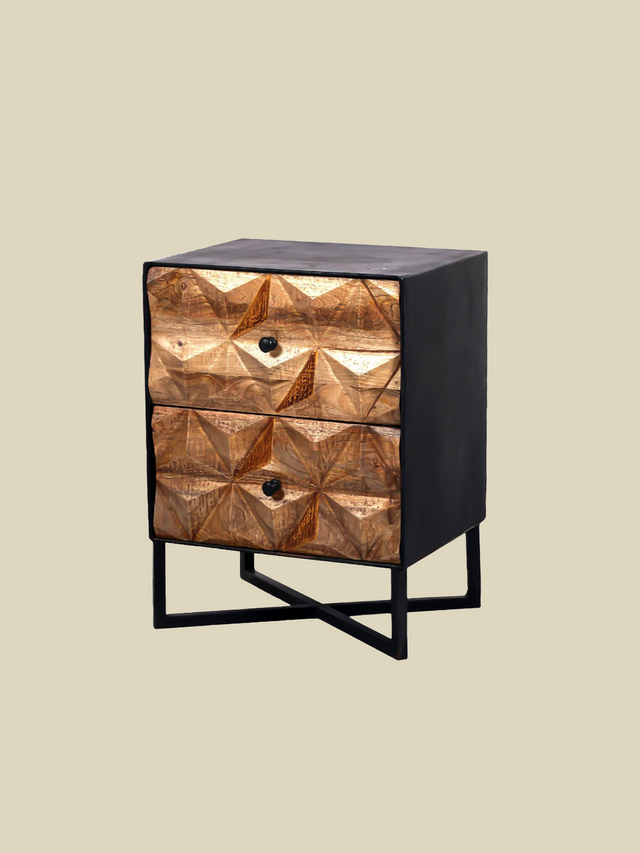 Simon Two Drawer Wooden Bedside Table