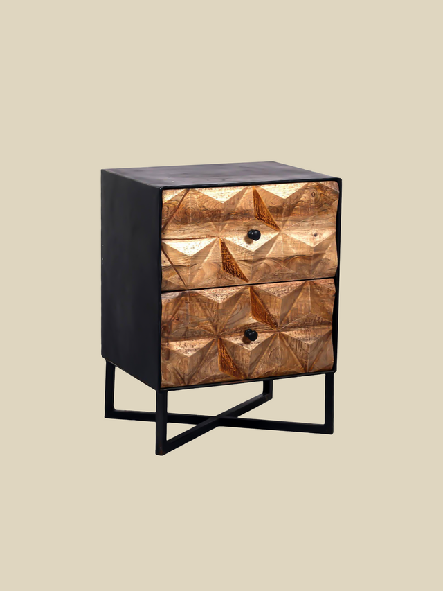 Simon Two Drawer Wooden Bedside Table