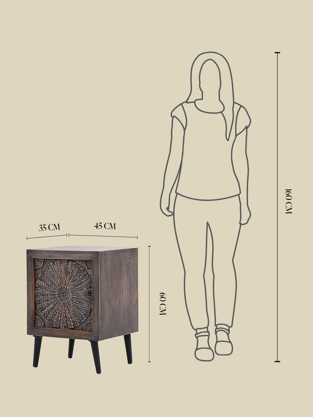 Zina Wooden Bedside Table