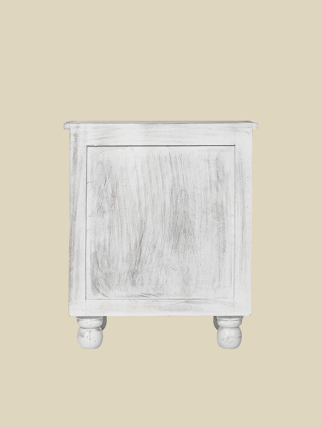 Grace Carved Wooden Bedside Table - Small