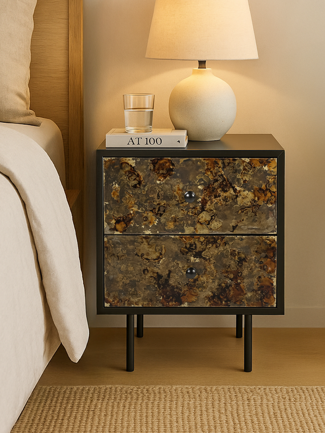 Nova Two-Drawer Iron Bedside Table