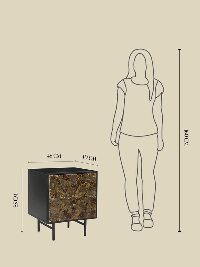 Nova Two-Drawer Iron Bedside Table