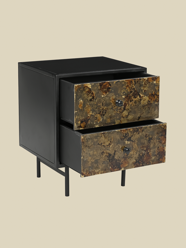 Nova Two-Drawer Iron Bedside Table