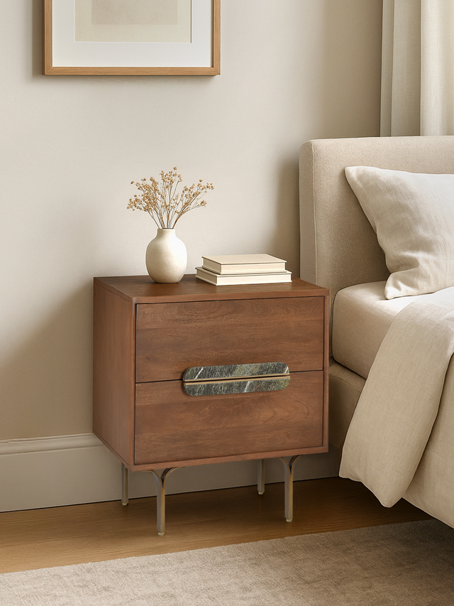 Menlo Two Drawer Wooden Bedside Table