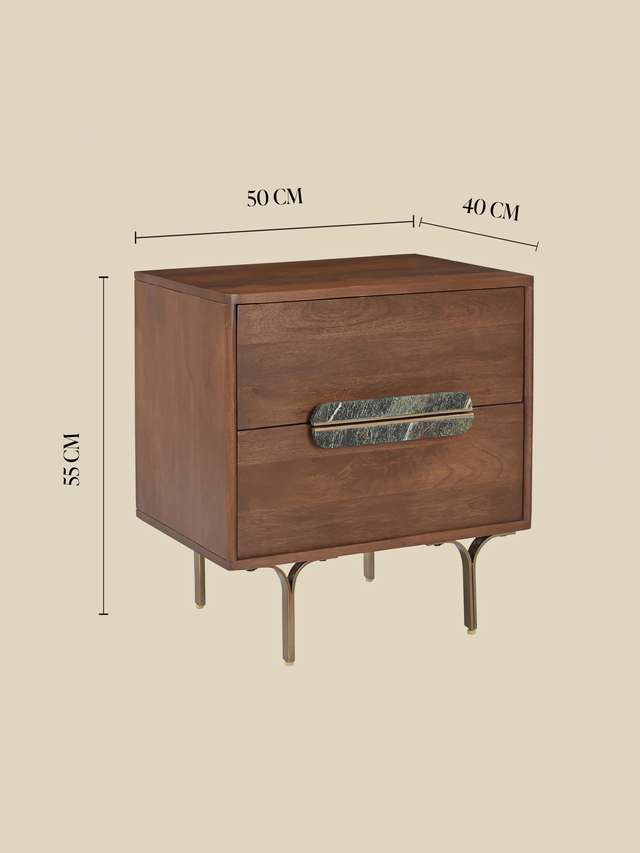 Menlo Two Drawer Wooden Bedside Table
